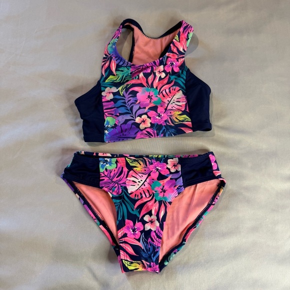 George Girls' Floral Swim Set - Pink and Navy, Size M (7-8) - Picture 2 of 8